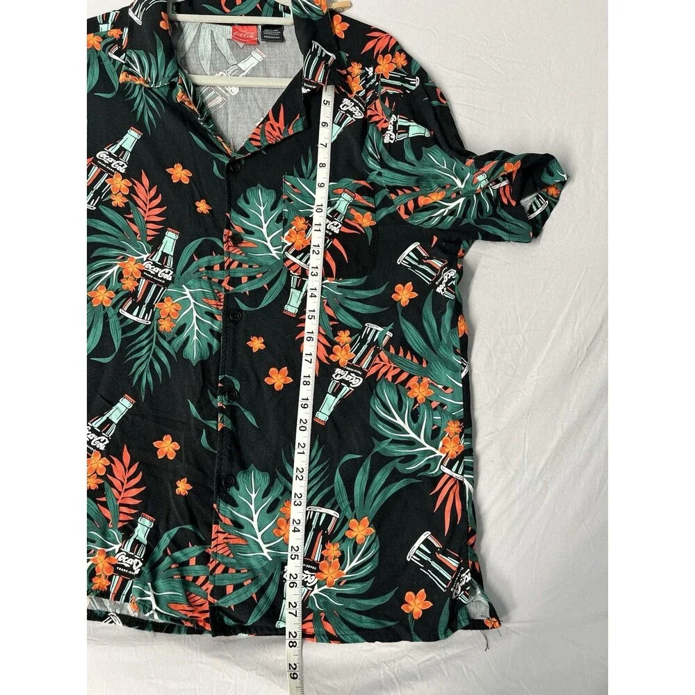 Vintage Coca Cola Hawaiian Aloha Shirt‎ Button Down Short Sleeve Men Size Medium